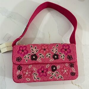 Pink Beaded Floral Women's Bag